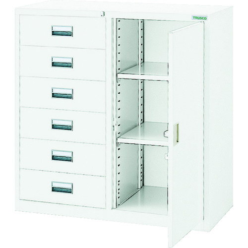 ＴＲＵＳＣＯ　スタンダード書庫（Ｄ４００）コンビ６段片開　８８０ＸＨ８８０　Ｗ色 WTCB363｜TONTON店