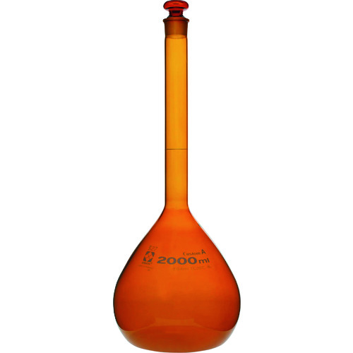 ＳＩＢＡＴＡ　メスフラスコ　カスタムＡ　茶褐色　２０００ｍＬ 026100-2000