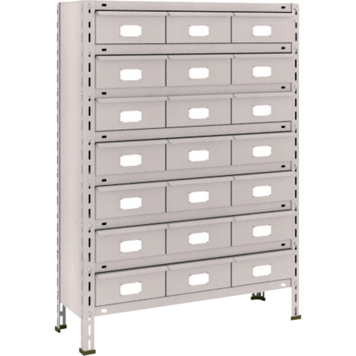 ＴＲＵＳＣＯ　スチールラック　軽量棚　８７５Ｘ３００Ｘ１２００　スチール引出　大Ｘ２１　ネオグレー 43V-808B7(NG)
