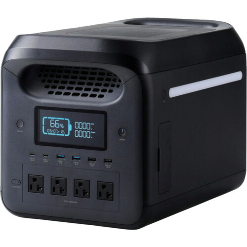 ＥＬＥＣＯＭ 携帯型ワット数 １２２９Ｗｈ ＡＣ定格最終生産物１５００Ｗ ＡＣ×４ 黒いこと DE-なおなお書き1200PBK