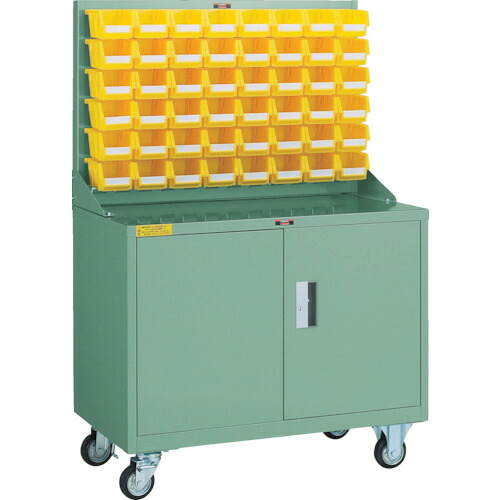 ＴＲＵＳＣＯ　パネルコンテナラック　移動式保管庫付　コンテナ小Ｘ４８ HT-0648N-C