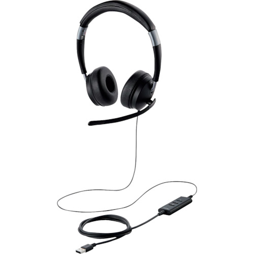 ELECOM 有線ヘッドセット デュアルマイクノイズリダクション 40mmドライバ USB-A 両耳 ブラック HS-HP101UNCBK