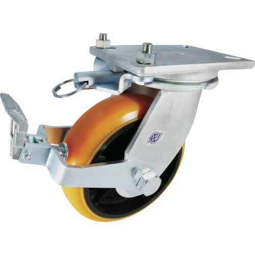 ヨドノ　重量用高硬度ウレタン自在車２５０φストッパー・旋回ロック付 SDUJ250STTL
