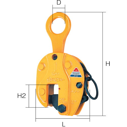 スーパー　タテ吊クランプ（ロックハンドル式）　基本使用荷重０．５ｔ SVC0.5H