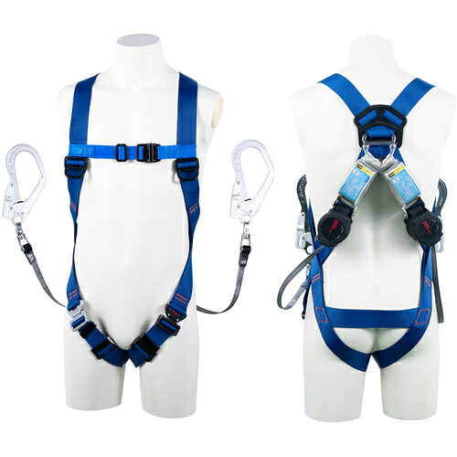 ＴＳＵＹＯＲＯＮ ともし火馬具 ツインランヤード付き添い人 鍵を掛ける規則体系付き添い人巻取式ワン・ハンドリトラ 青 Ｍ大いさ TH-510-2OH93SV-OT-BL4-M-2R23BX