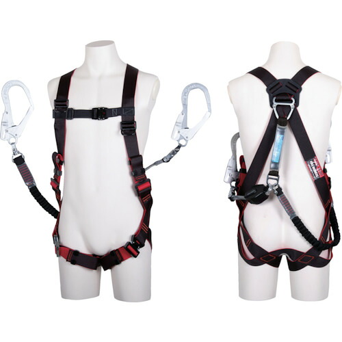 ＴＳＵＹＯＲＯＮ レヴォハーネス ダブルランヤード付き添い人 鍵を掛ける規則体系付き添い人巻取式コルトリトラ＋伸縮式ノビロン（ＢＫ） 黒・赤 Ｍ大きさ TH508-CRNV93SVOT-BKRBKM-2R23BX