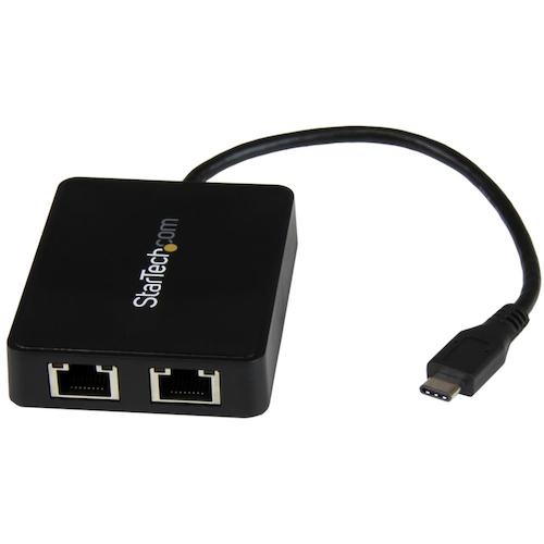 StarTech LANアダプター/USB-C/2x RJ45/10/100/1000Mbps/1x USB-Aポート US1GC301AU2R