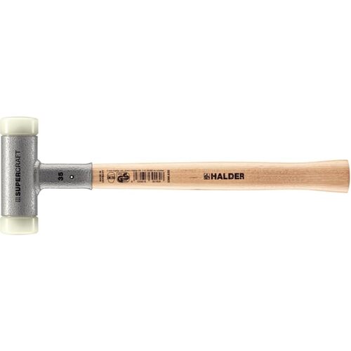 ＨＡＬＤＥＲ　ＳＵＰＥＲＣＲＡＦＴショックレス　無反動ハンマー　ヒッコリーハンドル　径（３５）ｍｍ　ナイロン（白） 3366.035