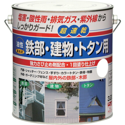 ニッぺ　油性鉄部・建物・トタン用　３．２Ｌ　ホワイト　ＨＵＢ１０１－３．２ 4976124215148