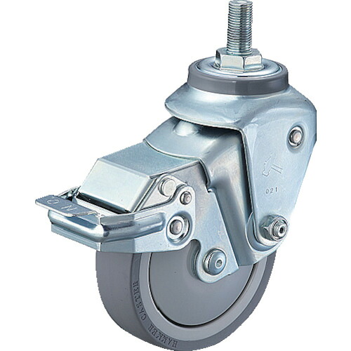 ハンマー　クッションキャスターねじ込み旋回式ウレタン車輪１００ｍｍ　線径２．０ｍｍ　ＳＰ付 935BEA-UZ100-M12-20