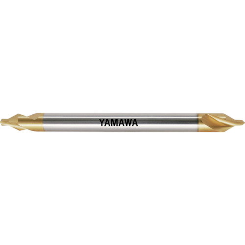 ヤマワ　ロングシャンクコーティング強ねじれ溝Ａ形６０°　センタ穴ドリル　ＣＥ－ＳＬ　Ｖ　Ｌ１００　３Ｘ６０°Ｘ８ CE-SL-V-100-3-60-8