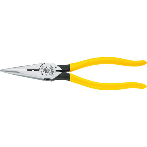 ＫＬＥＩＮ 強力型ロングノーズプライヤー サイドカット ２２０ｍｍ 皮むき穴付 D203-8N