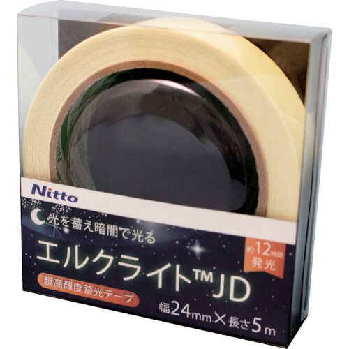 日東エルマテ　超高輝度蓄光テープ　ＪＩＳ－ＪＤ級　０．６ｍｍ×２４ｍｍ×５ｍ　グリーン NB-2405D
