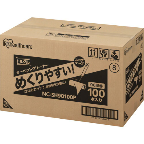 ＩＲＩＳ　２９９１７０　粘着クリーナートルクル　スペア　普通粘着　９０周巻　１００本 NC-SH90100P