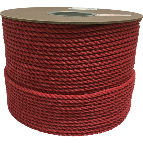 ユタカメイク　ポリエチレンロープドラム巻　６ｍｍ×２００ｍ　レッド PRE-101