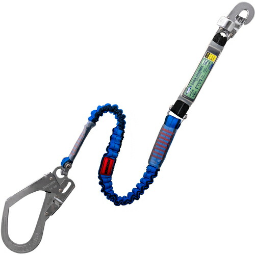 ＴＳＵＹＯＲＯＮ　胴ベルト型墜落制止用器具用ランヤード（伸縮タイプ）ノビロン（ＢＬ）ショックアブソーバ＋フックＦＳ－２５・フックＦＳ－９９ TBL-NV99-BL-BP
