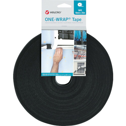Ｖｅｌｃｒｏ ヴェルクロ［［Ｒ上］］ ＯＮＥ－ＷＲＡＰ［［Ｒ上］］ 磁気テープ 幅２５粍×長さ２５ｍ 黒 VEL-OW64153 その他-DIY・工具