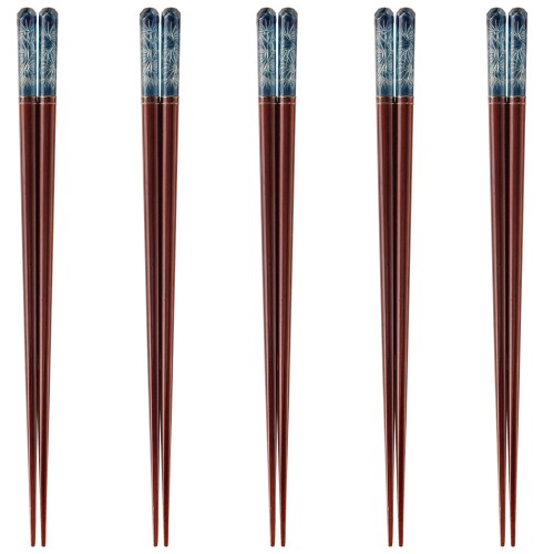 J-kitchens 幸せ箸 5膳 セット 素材：アクリル樹脂＋天然木 箸 お箸 日本製 PID0168