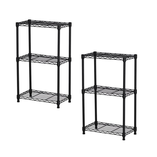 エイアイテック(AITECH) 19[ファイ]スチールラックセット(2個セット) 3段 幅45cm 奥行25cm 高さ74.3cm 支柱径19mm 組立品 ダークグレー AAS-4201x2pcs DGY