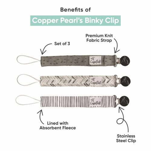 CopperPearl(コッパーパール)BinkyClipおしゃぶりホルダービンキークリップ3本セットザラZ4-AEK1-V2NE