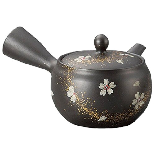 山下工芸 常滑焼 富仙黒ナデシコ帯網急須 280cc 13039510