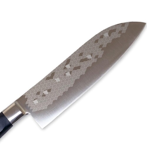 匠美風 大根 包丁 透かし彫り 波千鳥 三徳包丁 170mm 刃渡り 170mm モリブデン鋼 AUS-8 日本製