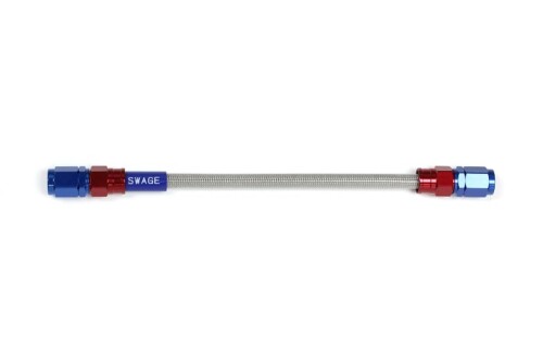 SWAGE LINE(スウェッジライン) イージーオーダーブレーキホース 汎用ホース ストレートフィッティング アルミ(レッド/ブルー) クリアホース 925mm SAK-1010M-0925