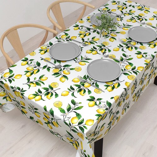 スタイルデコール(STYLE Decor) テーブルクロス 綿100% おしゃれ 長方形 北欧 142×210cm スタンダード レモン イエロー フルーツ柄 W4701820