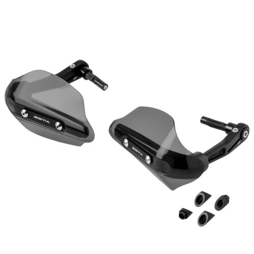 ジータレーシング(ZETA RACING) CC110(JA60), CT125(JA55/JA65), XSR125 etc 中空ハンドルバーに対応(13.5mm-14.5mm/17.5mm-18.5mm) ソニックハンドガード PCプロテクターキット スモーク ユニバーサルタイプ 鍛