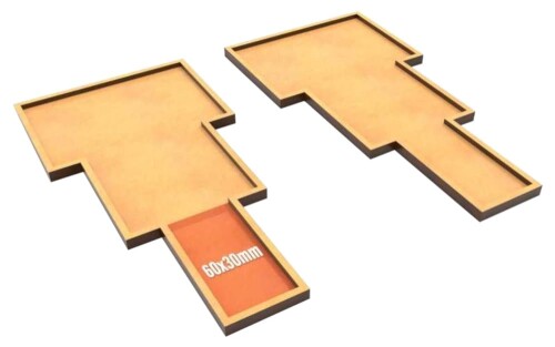 グリーンスタッフワールド MDFムーブメントトレイOld World 180x90mm 1x2x3 (2枚入) 展示ベース GSWD-12654画像