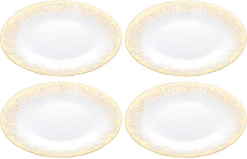 ヴェトロ・フェリーチェ 大皿 洋食器 プレート ゴールド 33cm 4枚セット 幸せのガラス フラッシュ 349133P