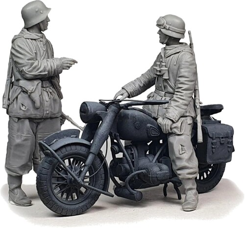 アルデンヌミニチュア 1/35 WW2 ドイツ 冬季のオートバイ偵察セット 2体入 レジンキット AR35103