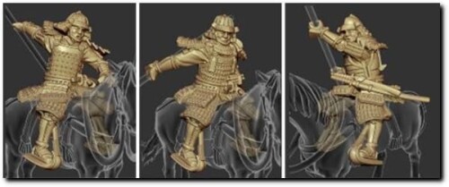 アーティストホビー 1/72 戦国時代(日本) 騎馬武者(槍) 5体セット・エッチングパーツ付 3Dプリントキット AHLAH88016 (人)