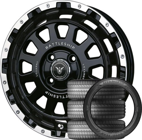 ロクサーニ バトルシップ NEO (15×4.5J 4-100 +45) グロスブラック/リップポリッシュ + GOODYEAR エフィシェントグリップ コンフォート 165/55R15