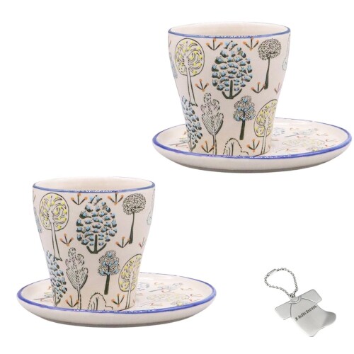 J-kitchens Select 2個入 セット 花瓶 陶器 植木鉢 フラワー 東欧風 フラワーベース D Φ8.5xH8.5cm ツリー （オリジナルタグ１個付）No5739