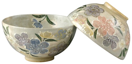 京焼 清水焼 飯碗 赤茶 11.5cm 北哉窯 組飯碗 春の風 LHH464