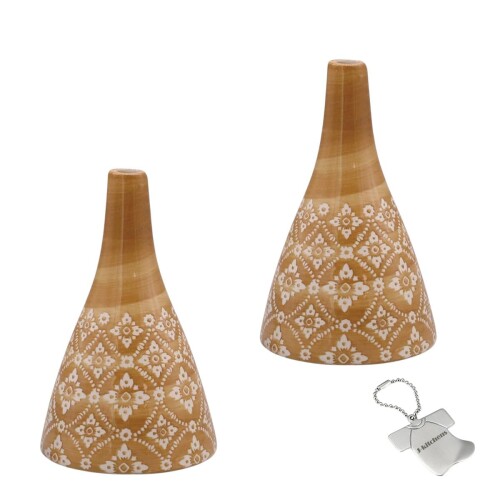 J-kitchens Select 2個入 セット 花瓶 陶器 小花 北欧風 フラワーベース F Φ10xH15.5cm ブラウン （オリジナルタグ１個付）No4763