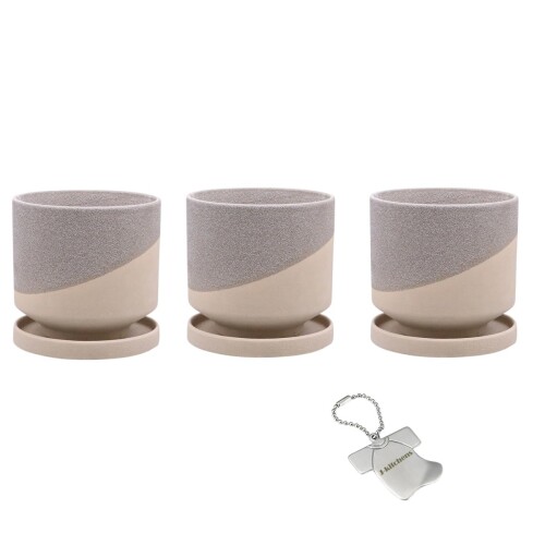 J-kitchens Select 3個入 セット 花瓶 陶器 植木鉢 空焼き デザイン ポット B-L グレー Φ14xH13cm （オリジナルタグ１個付）No5951
