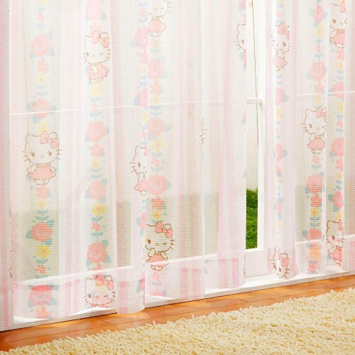 サンリオ(SANRIO) キティ UVカット レースカーテン 幅100×丈228cm:2枚組 SB-522-S 外から見えにくい ミラーレース ハローキティ