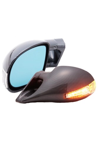 DTM2ミラーLED カーボンルック/電動/右ハンドル車 98-05 ルノー ルーテシア（クリオ）2