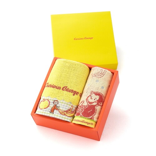 おさるのジョージ(Curious George) ハッピーバナナ タオルギフトセット フェイスタオル スリムバスタオル マルチ 68-3029300
