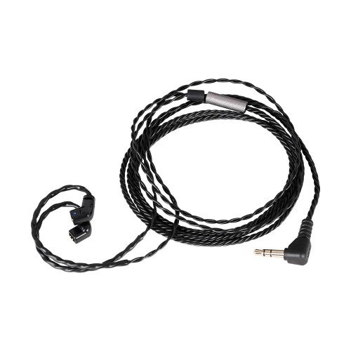 qdc DEBUT Cable qdc2pin 1.2m Black (qdc 2pin(0.78mm)コネクター/3.5mmL字プラグ) 約120cm 4芯銀メッキ銅 イヤモニ/モニターイヤホン用リケーブル クリップ付属