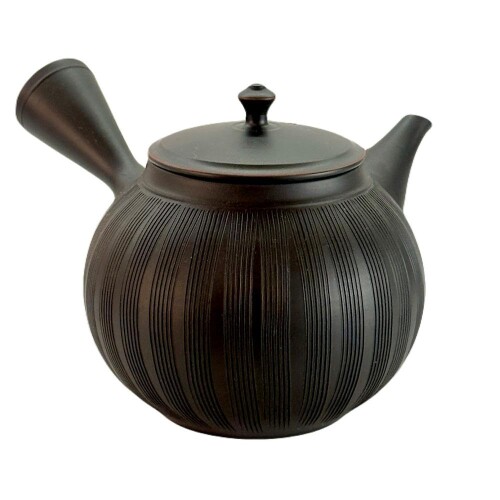 玲光 黒窯変櫛目彫 すっきり茶こし 300ml セ0203