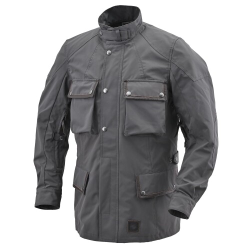 (マックスフリッツ) バイク用 ジャケット 春夏秋 MFJ-2515 撥水 レザーパイピングジャケット チャコール メンズ 2L(50)