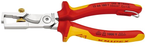 KNIPEX クニペックス StriX 1000V絶縁カッティングストリッパー 全長180mm 落下防止付 1366-180T