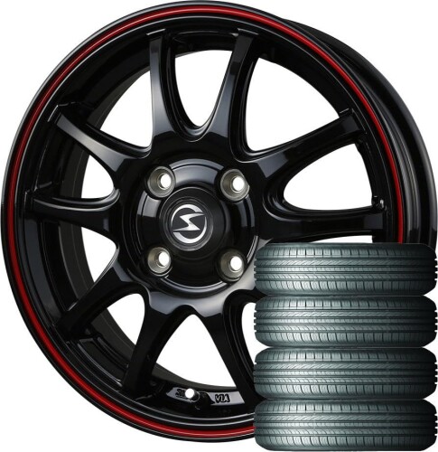 S-HOLD S-5V (14×4.5J 4-100 +45) ブラック/レッドライン + ROADSTONE(ロードストーン) Eurovis HP02 155/65R14 45,117円