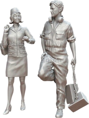 マンティスミニチュア 1/35 現用 空港サービスクルーセット 1960年代 2体入 レジンキット Man35207 (人)