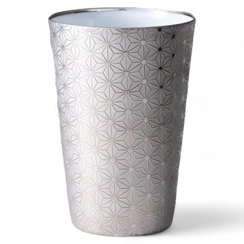 J-kitchens コップ 光を通す極薄 タンブラー プラチナ 麻の葉 木箱入り 370ml 日本製