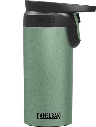 こぼれない/いつでも飲める真空断熱トラベルタンブラー キャメルバック フォージフロー トラベルマグ 350ml ワンタッチ 片手操作 真空断熱 保温 保冷 350ml モス
