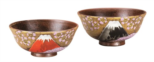 ナカマル『九谷焼』組飯碗･金雲桜富士 K9-577